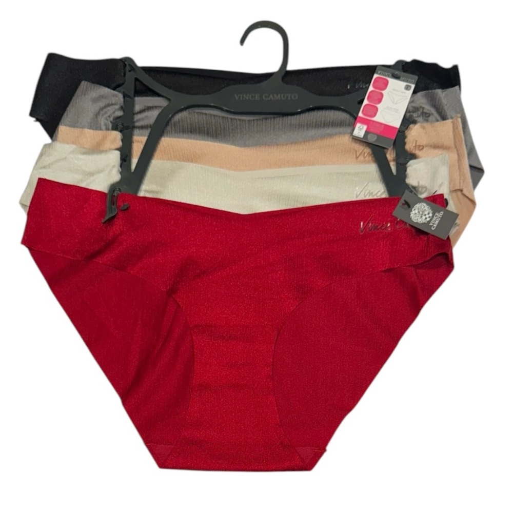 VINCE CAMUTO 5 Pack No Show Bikinis Panties Soft Stretchy NWT Large